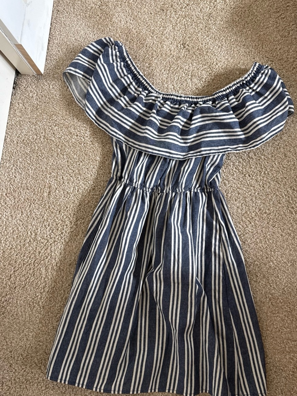 Speechless Navy & White Strapless Ruffle Sundress